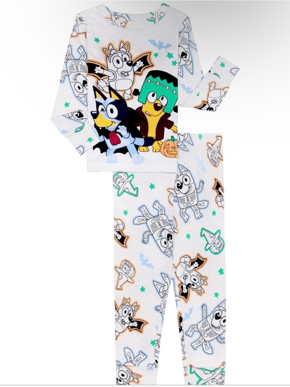Kids' Bluey White Halloween Character Pajama Set